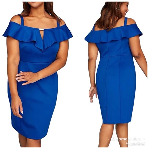 Lane Bryant | Dresses | Nwt Lane Bryant Royal Blue Scuba Off The Shoulder  Sheath Dress Size 4 | Poshmark
